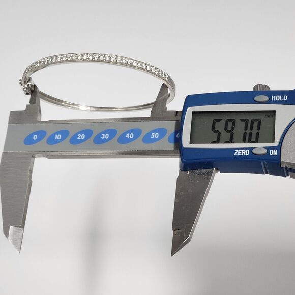 Elegant 14k White Gold Diamonds Bangle Bracelet - Picture 9 of 11